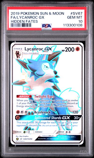 PSA 10 Lycanroc Hidden Fates #SV67